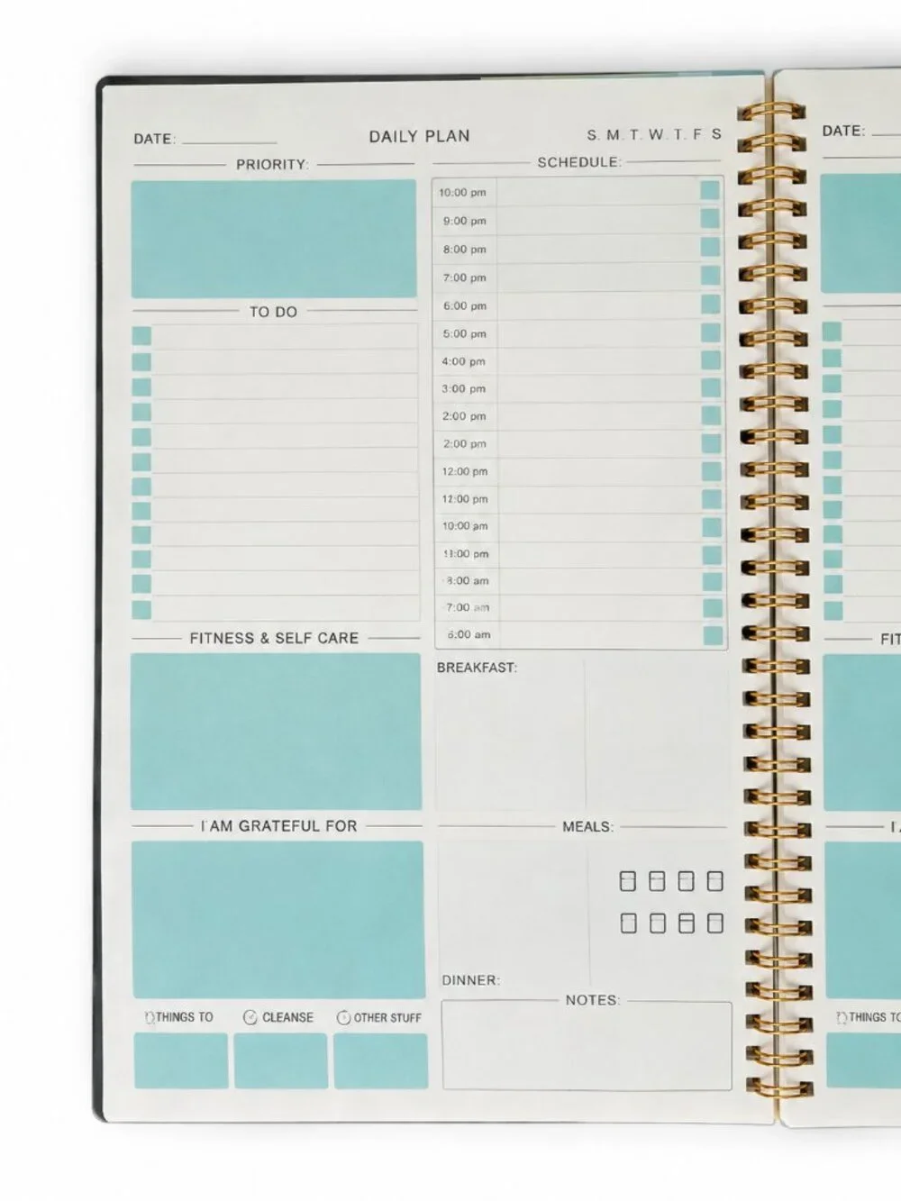 Regolden-Book Undated Daily Monthly Planner 120 Day Black Gold Spiral Organizer